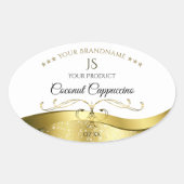 Classy Wavy Gold Decor Licht Wit Monogram Label (Voorkant)
