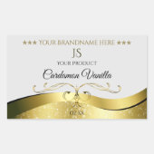 Classy Wavy Gold Decor Lichtgrijs Monogram Label (Voorkant)