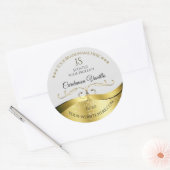 Classy Wavy Gold Decor Lichtgrijs Monogram Label (Envelop)