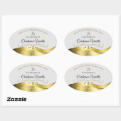 Classy Wavy Gold Decor Lichtgrijs Monogram Label (Vel)