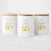 Classy Wavy Gold Decor Lichtgrijs Monogram Label Voedselcontainer Etiket (Flessen)