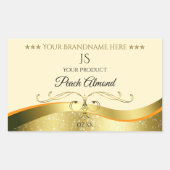 Classy Wavy Gold Decor Light Peach Monogram Label (Voorkant)