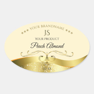Classy Wavy Gold Decor Light Peach Monogram Label