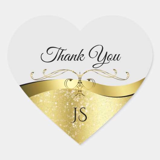Classy Wavy Gold Decor op lichtgrijs Dank u Hart Sticker (Voorkant)