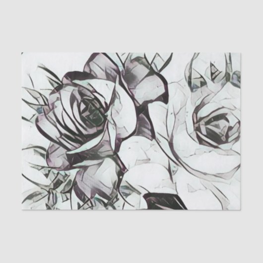 Classy Wedding Black White Roos Floral Pattern Tissuepapier (Voorkant)