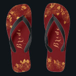 Classy Wedding Bride Deep Burgundy & Gold Foliage Teenslippers<br><div class="desc">Deze lelijke bruidbruidbruine teenslippers met gouden bladeren hebben een donkerbruine achtergrond die gekant is tegen een ingewikkeld goudgroen patroon en aanpasbare moderne typografie. De combinatie van de rijke Bourgogne en de glanzende gouden creëer en elegant en luxe esthetiek. Uitzicht het collectie op deze pagina om overeenkomende objecten te vinden. ♥...</div>