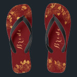 Classy Wedding Bride Deep Burgundy & Gold Foliage Teenslippers<br><div class="desc">Deze lelijke bruidbruidbruine teenslippers met gouden bladeren hebben een donkerbruine achtergrond die gekant is tegen een ingewikkeld goudgroen patroon en aanpasbare moderne typografie. De combinatie van de rijke Bourgogne en de glanzende gouden creëer en elegant en luxe esthetiek. Uitzicht het collectie op deze pagina om overeenkomende objecten te vinden. ♥...</div>