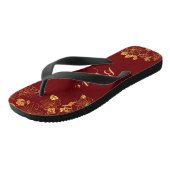 Classy Wedding Bride Deep Burgundy & Gold Foliage Teenslippers (Schuin)
