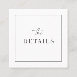 Classy Wedding Details Enclosure Scan QR Code Kaar Vierkante Visitekaartje