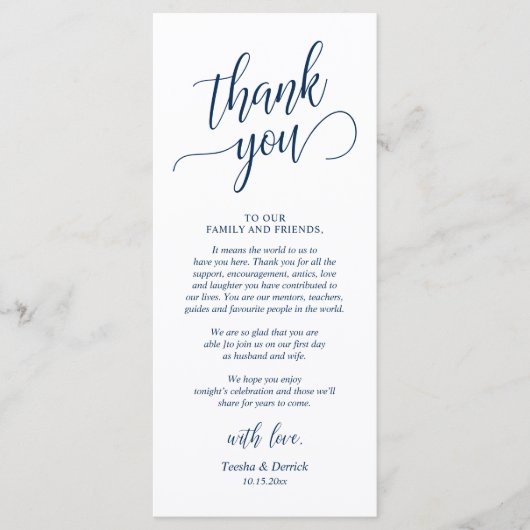 Classy Wedding Dinner Place Instelling Dank u kaar Programmakaart (Voorkant)