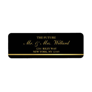 Classy Wedding Gold Foil - Black Return Address Etiket