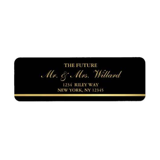 Classy Wedding Gold Foil - Black Return Address Etiket (Voorkant)