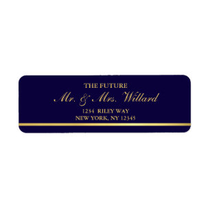 Classy Wedding Gold Foil - Navy Return Address Etiket