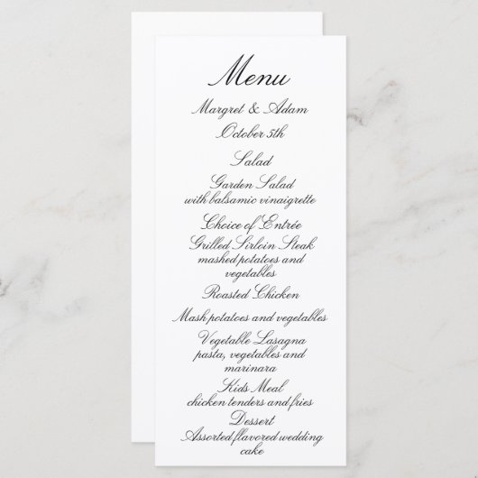 Classy Wedding Menu (Voorkant / Achterkant)