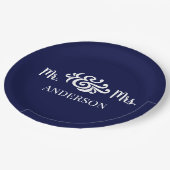 Classy Wedding Mr en Mrs Elegant Custom Kleuren Papieren Bordje (Gekanteld)