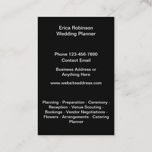 Classy Wedding Planner Visitekaartjes (Achterkant)