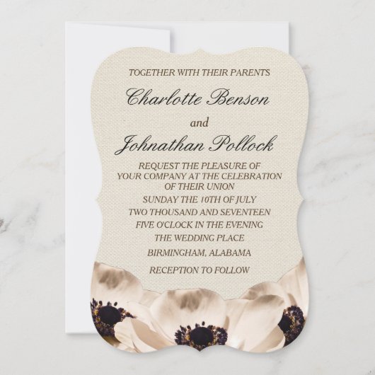 Classy White Anemone Flowers Wedding Save The Date (Voorkant)