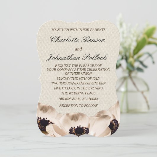 Classy White Anemone Flowers Wedding Save The Date (Staand voorkant)