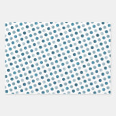 Classy White Blue & Gold Polka Dots Modern Xmas Inpakpapier Vel (Voorkant 2)