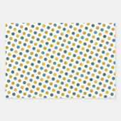 Classy White Blue & Gold Polka Dots Modern Xmas Inpakpapier Vel (Voorkant)