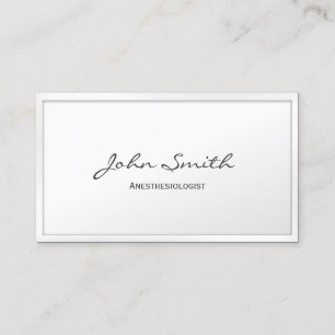 Classy White Border Anesthesioloog Visitekaartje