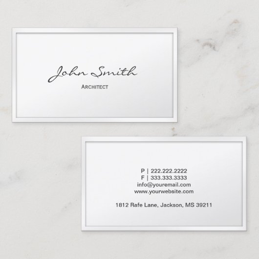 Classy White Border Architect Visitekaartje (Voorkant / Achterkant)