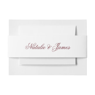 Classy White Burgundy Old Money Fancy Wedding Uitnodigingen Wikkel