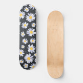 Classy White Daisy Flowers Botanical Gray design Persoonlijk Skateboard (Voorkant)