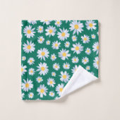 Classy White Daisy Flowers Botanisch Groen design Bad Handdoek (Wasdoekje)