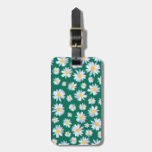 Classy White Daisy Flowers Botanisch Groen design Bagagelabel (Voorkant verticaal)