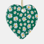 Classy White Daisy Flowers Botanisch Groen design Keramisch Ornament (Rechts)