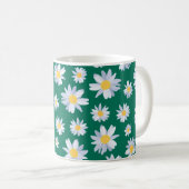 Classy White Daisy Flowers Botanisch Groen design Koffiemok (Voorkant rechts)