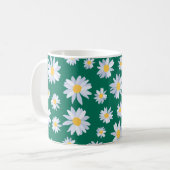 Classy White Daisy Flowers Botanisch Groen design Koffiemok (Voorkant links)