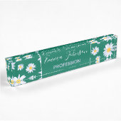 Classy White Daisy Flowers Botanisch Groen design Naambordje