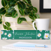 Classy White Daisy Flowers Botanisch Groen design Naambordje