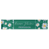 Classy White Daisy Flowers Botanisch Groen design Naambordje (Voorkant)