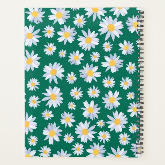 Classy White Daisy Flowers Botanisch Groen design Planner (Achterkant)