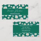 Classy White Daisy Flowers Botanisch Groen design Visitekaartje (Voorkant / Achterkant)