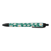 Classy White Daisy Flowers Botanisch Groen design Zwarte Inkt Pen (Bodem)