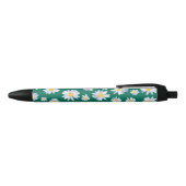 Classy White Daisy Flowers Botanisch Groen design Zwarte Inkt Pen (Bovenkant)