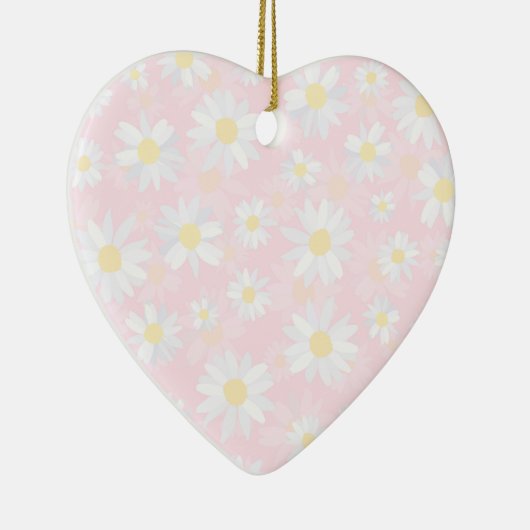 Classy White Daisy Flowers botanisch roze design Keramisch Ornament (Rechts)