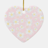 Classy White Daisy Flowers botanisch roze design Keramisch Ornament (Achterkant)