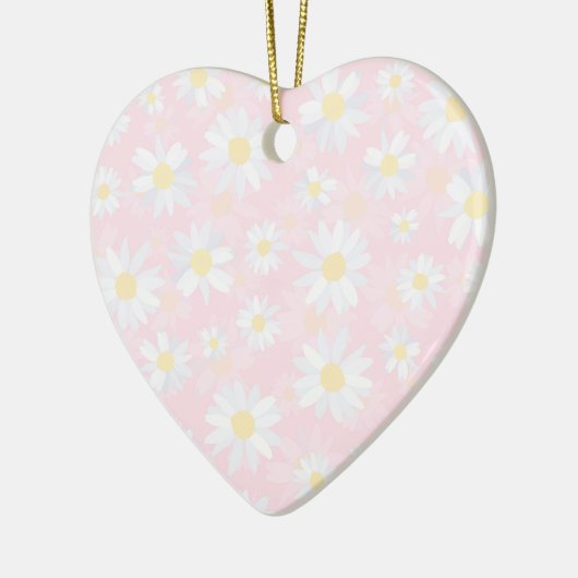 Classy White Daisy Flowers botanisch roze design Keramisch Ornament (Links)