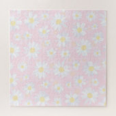 Classy White Daisy Flowers botanisch roze design Legpuzzel (Horizontaal)