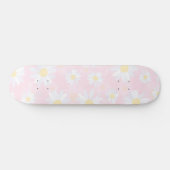 Classy White Daisy Flowers botanisch roze design Persoonlijk Skateboard (Horizontaal)
