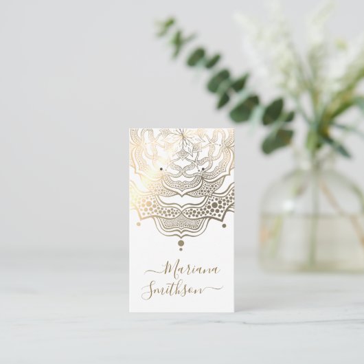 Classy White en Gold Mandala Veroorzaakt Kaarten Visitekaartje (Staand voorkant)