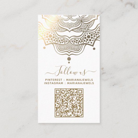 Classy White en Gold Mandala Veroorzaakt Kaarten Visitekaartje (Achterkant)