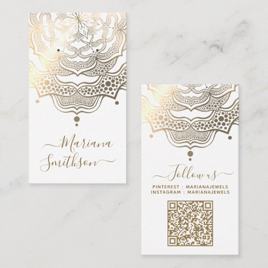 Classy White en Gold Mandala Veroorzaakt Kaarten Visitekaartje (Voorkant / Achterkant)
