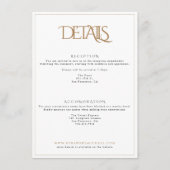 Classy White en Gold Monogram Typography Wedding Informatiekaartje (Voorkant)