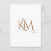 Classy White en Gold Monogram Typography Wedding Informatiekaartje (Achterkant)